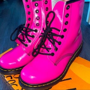 Size 8 Hot Pink Dr. Martens Patent Leather Boots